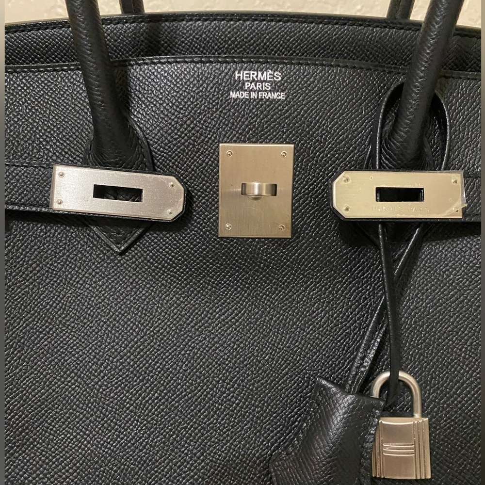 HP🎉RARE HERMÈS BIRKIN BRUSHED PALLADIUM HW EPSOM BLACK LEATHER 35 cm - Picture 12 of 16